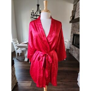 NWT Victoria's Secret Kimono‎ Robe Women's OS Red Satin Tie Belt